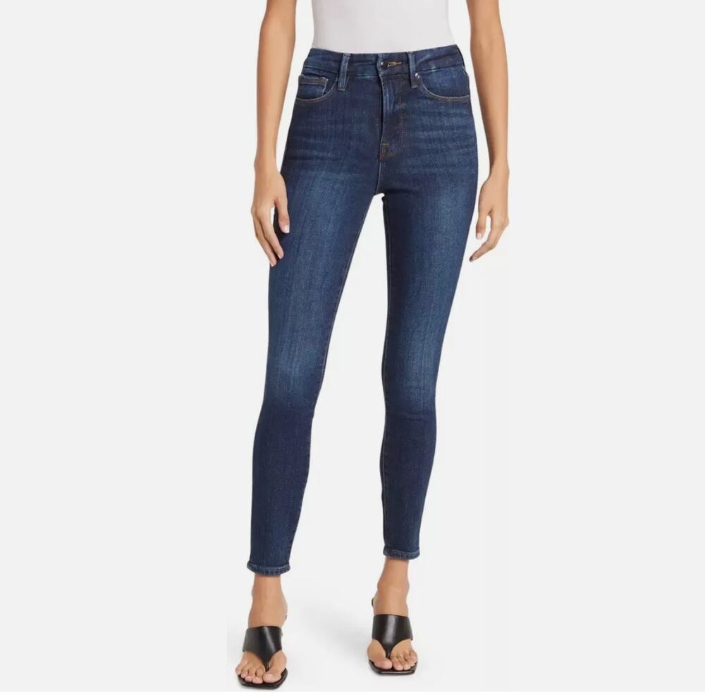 GOOD AMERICAN NWT Good Waist Chewed Back Pockets Jeans Indigo203 // 4